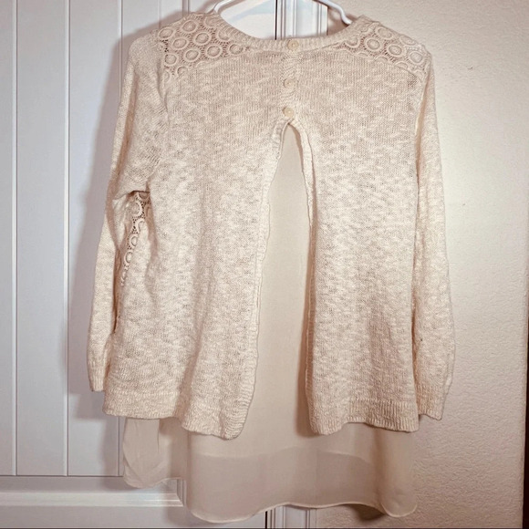 Lucky Brand Layer Lace Crochet Sweater, Small - Picture 3 of 8